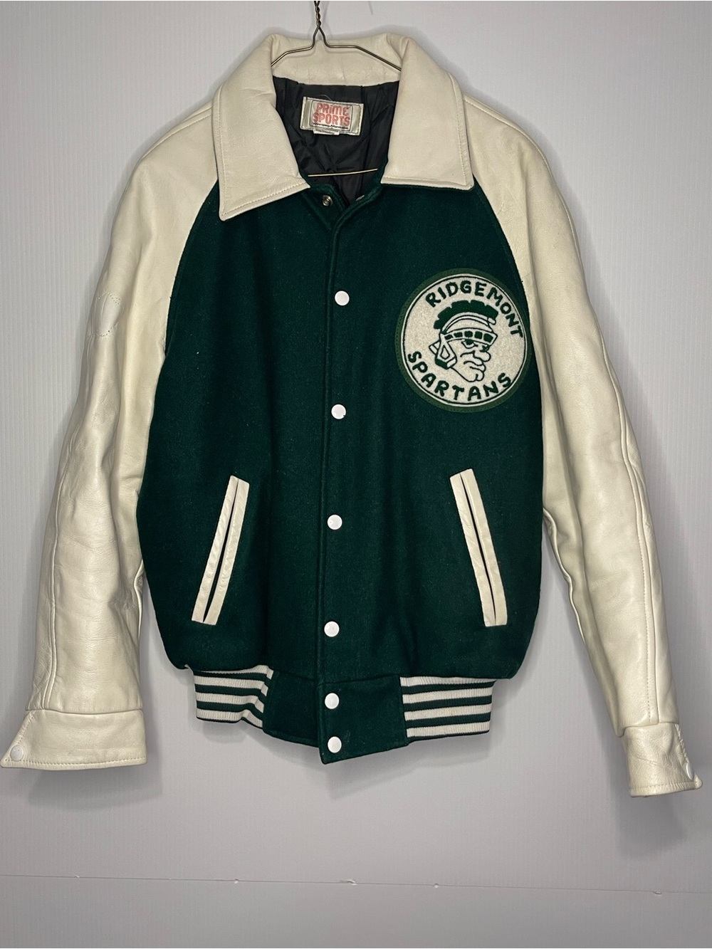 Ridgemont Spartans Green and White Varsity Jacket